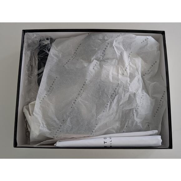 NIB Roberto Festa Milano Suede Sandals Black  EU39.5 US 9.5 120mm Heels Italian - Picture 8 of 9